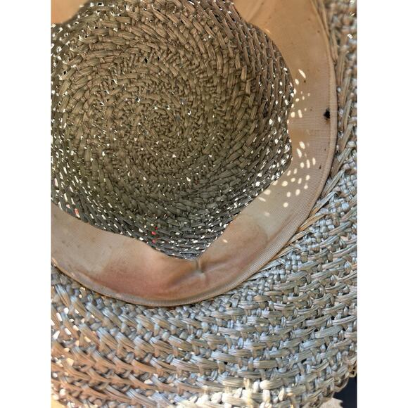 Vtg Eric Javits Light Gray Gold Trim And Pearls Classic Handwoven Fedora Hat - Picture 8 of 9